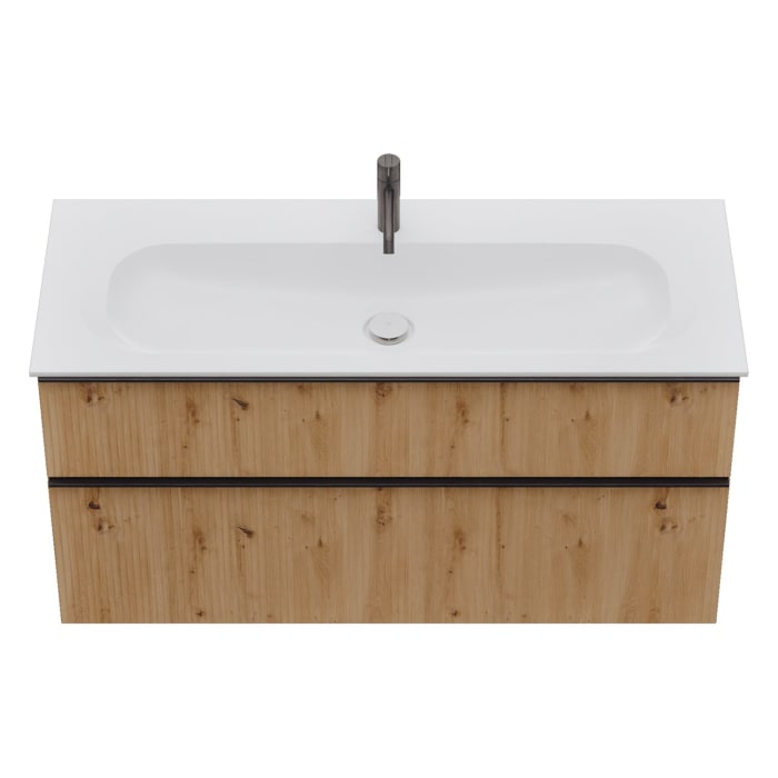 burgbad Fiumo 2.0 Mineralguss-Waschtisch mit Waschtischunterschrank 122 cm, mit Griff G0200