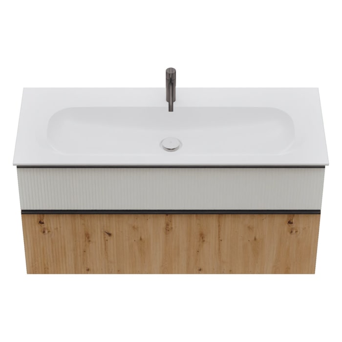 burgbad Fiumo 2.0 Mineralguss-Waschtisch mit Waschtischunterschrank 122 cm, mit Griff G0200