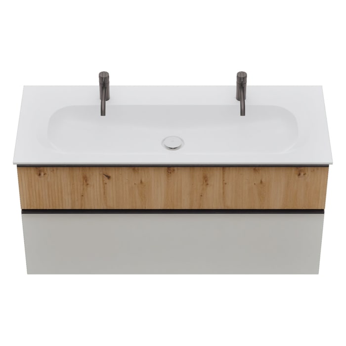 burgbad Fiumo 2.0 Mineralguss-Waschtisch mit Waschtischunterschrank 122 cm, mit Griff G0200