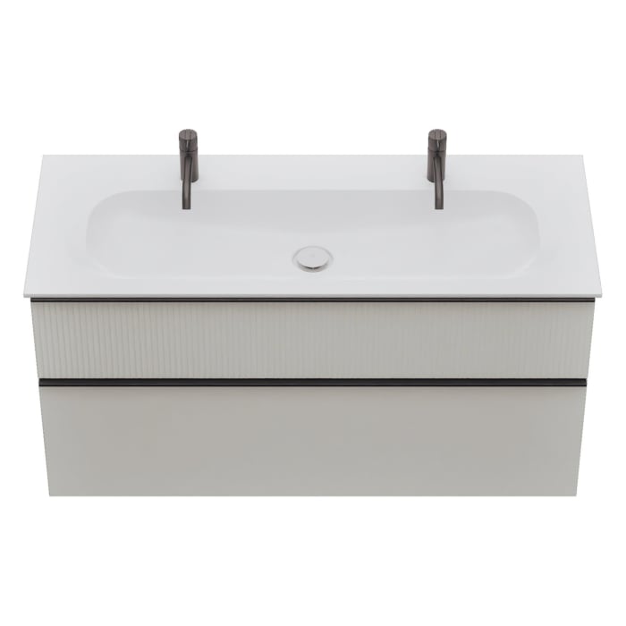 burgbad Fiumo 2.0 Mineralguss-Waschtisch mit Waschtischunterschrank 122 cm, mit Griff G0200