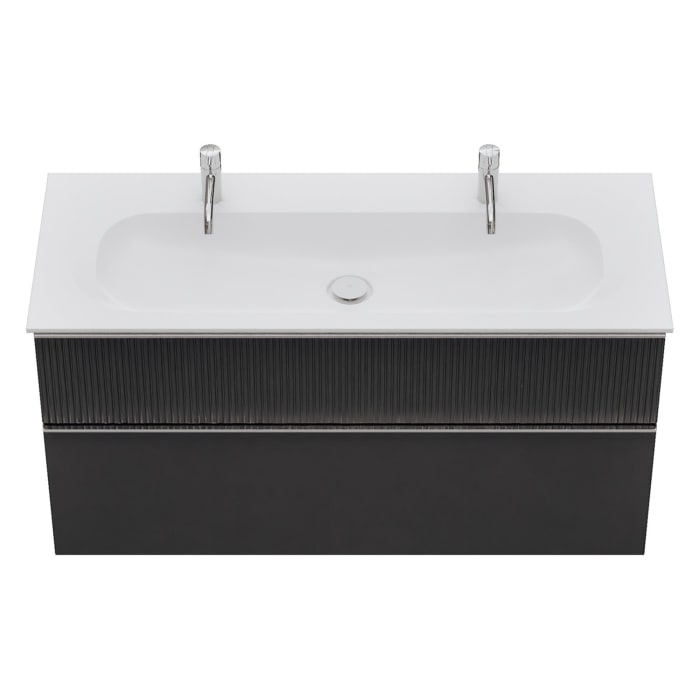 burgbad Fiumo 2.0 Mineralguss-Waschtisch mit Waschtischunterschrank 122 cm, mit Griff G0146