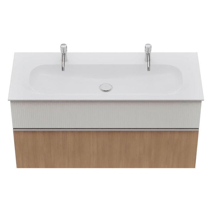 burgbad Fiumo 2.0 Mineralguss-Waschtisch mit Waschtischunterschrank 122 cm, mit Griff G0146