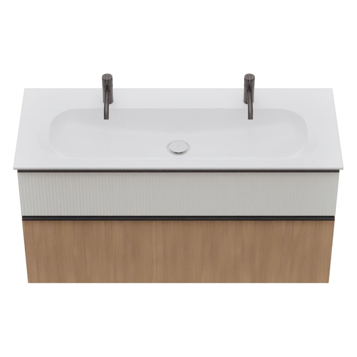 burgbad Fiumo 2.0 Mineralguss-Waschtisch mit Waschtischunterschrank 122 cm, mit Griff G0200