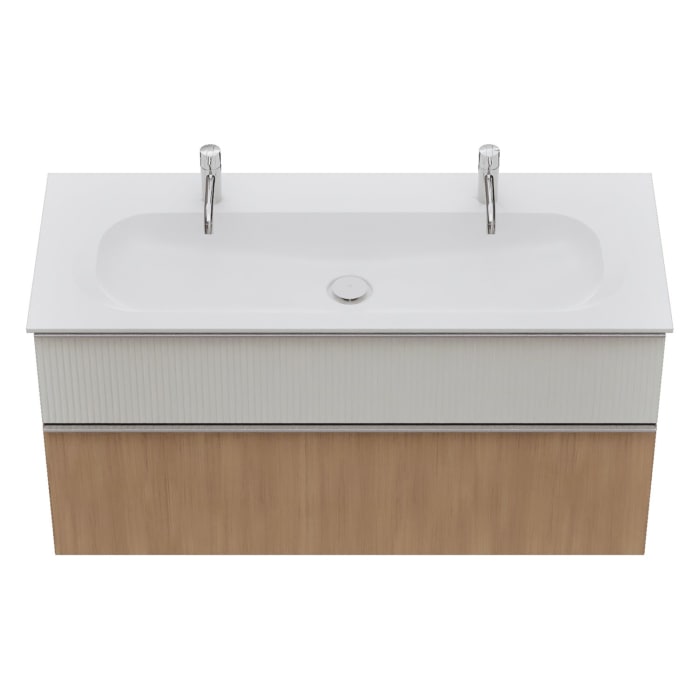 burgbad Fiumo 2.0 Mineralguss-Waschtisch mit Waschtischunterschrank 122 cm, mit Griff G0146