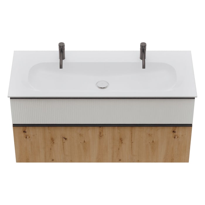 burgbad Fiumo 2.0 Mineralguss-Waschtisch mit Waschtischunterschrank 122 cm, mit Griff G0200