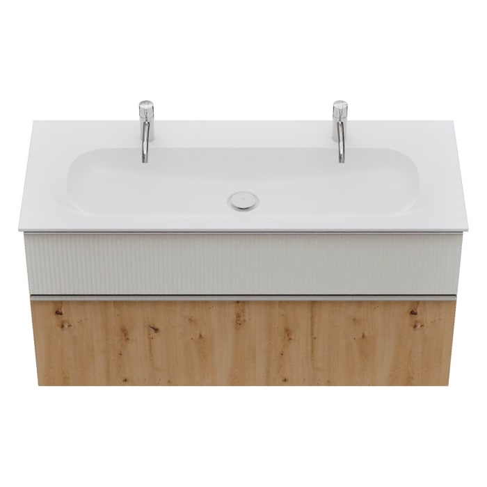 burgbad Fiumo 2.0 Mineralguss-Waschtisch mit Waschtischunterschrank 122 cm, mit Griff G0146