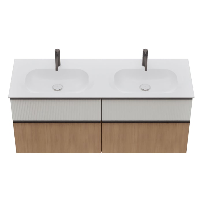 burgbad Fiumo 2.0 Mineralguss-Waschtisch mit Waschtischunterschrank 142 cm, mit Griff G0200