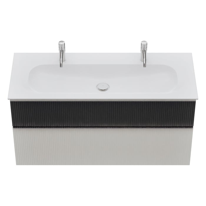 burgbad Fiumo 2.0 Mineralguss-Waschtisch mit Waschtischunterschrank 122 cm, mit Griff G0146