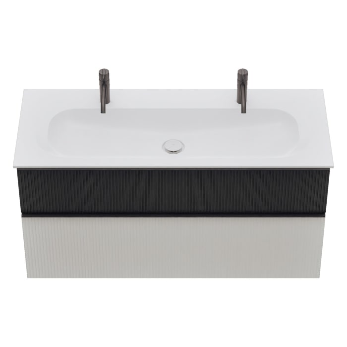 burgbad Fiumo 2.0 Mineralguss-Waschtisch mit Waschtischunterschrank 122 cm, mit Griff G0200