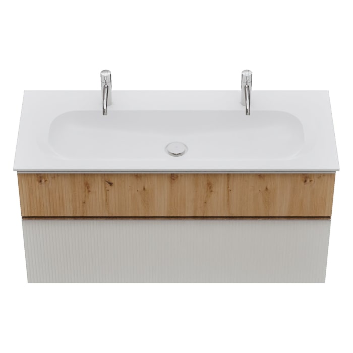 burgbad Fiumo 2.0 Mineralguss-Waschtisch mit Waschtischunterschrank 122 cm, mit Griff G0146