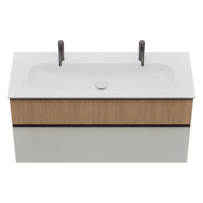 burgbad Fiumo 2.0 Mineralguss-Waschtisch mit Waschtischunterschrank 122 cm, mit Griff G0200