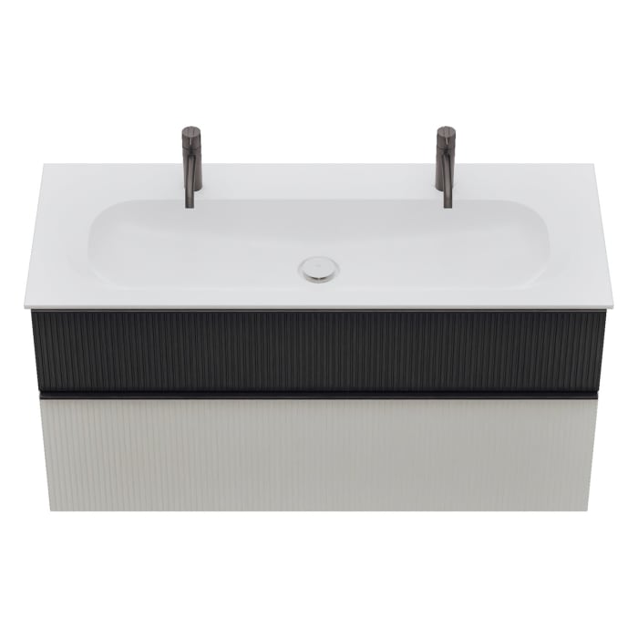 burgbad Fiumo 2.0 Mineralguss-Waschtisch mit Waschtischunterschrank 122 cm, mit Griff G0200