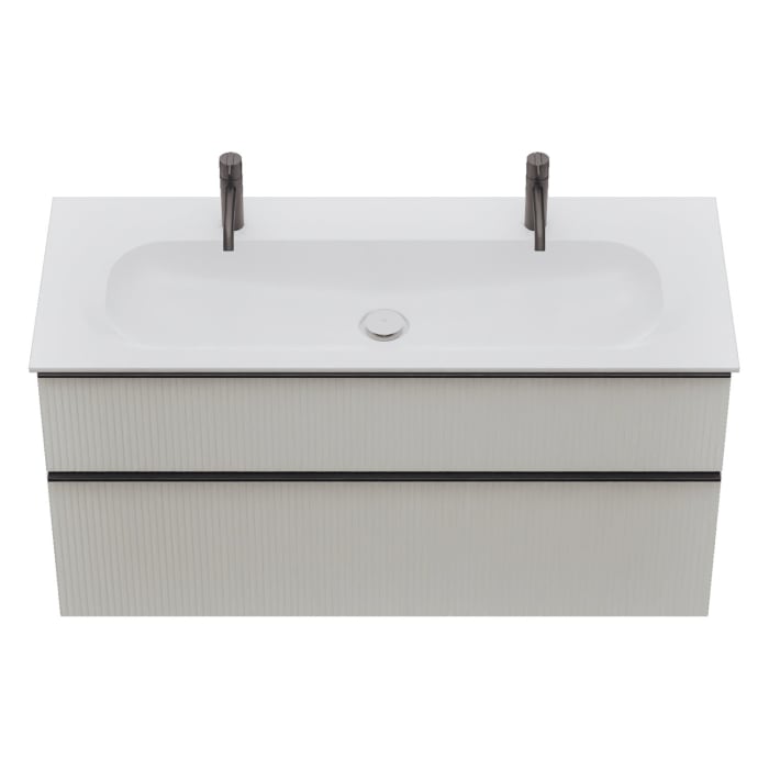 burgbad Fiumo 2.0 Mineralguss-Waschtisch mit Waschtischunterschrank 122 cm, mit Griff G0200