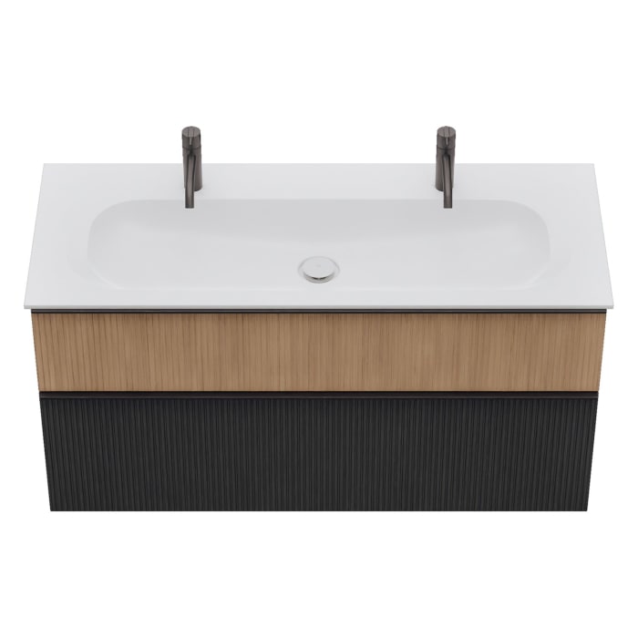 burgbad Fiumo 2.0 Mineralguss-Waschtisch mit Waschtischunterschrank 122 cm, mit Griff G0200