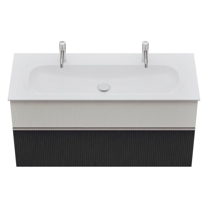 burgbad Fiumo 2.0 Mineralguss-Waschtisch mit Waschtischunterschrank 122 cm, mit Griff G0146