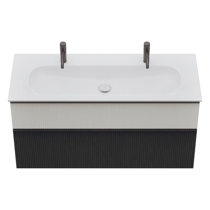 burgbad Fiumo 2.0 Mineralguss-Waschtisch mit Waschtischunterschrank 122 cm, mit Griff G0200