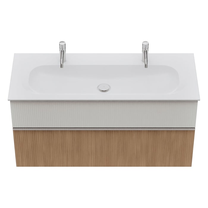 burgbad Fiumo 2.0 Mineralguss-Waschtisch mit Waschtischunterschrank 122 cm, mit Griff G0146