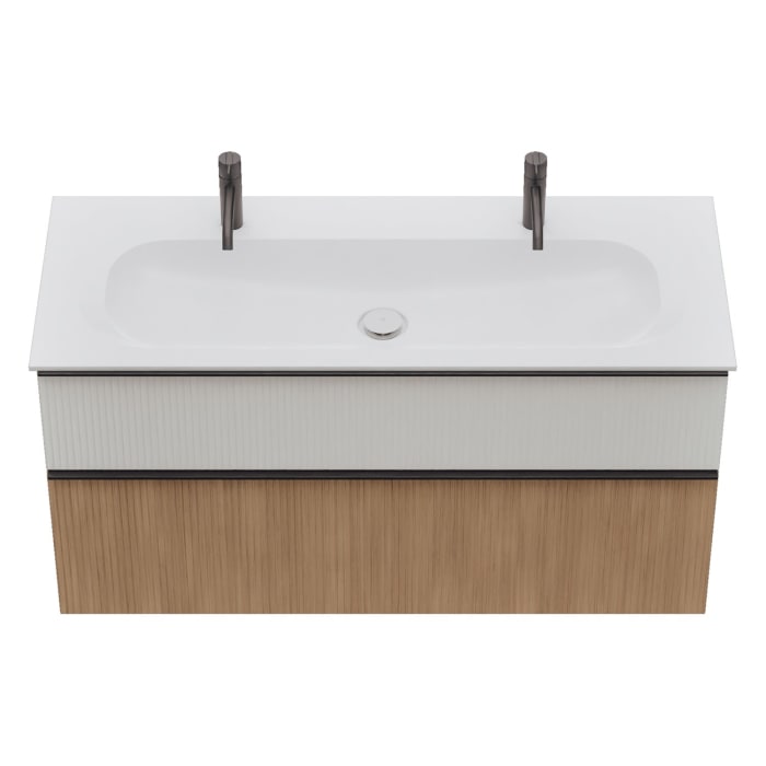 burgbad Fiumo 2.0 Mineralguss-Waschtisch mit Waschtischunterschrank 122 cm, mit Griff G0200