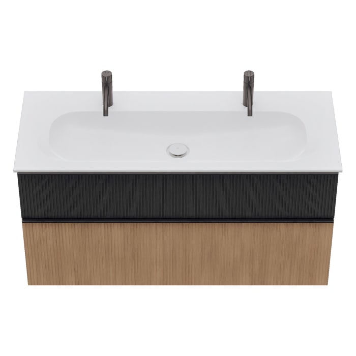 burgbad Fiumo 2.0 Mineralguss-Waschtisch mit Waschtischunterschrank 122 cm, mit Griff G0200