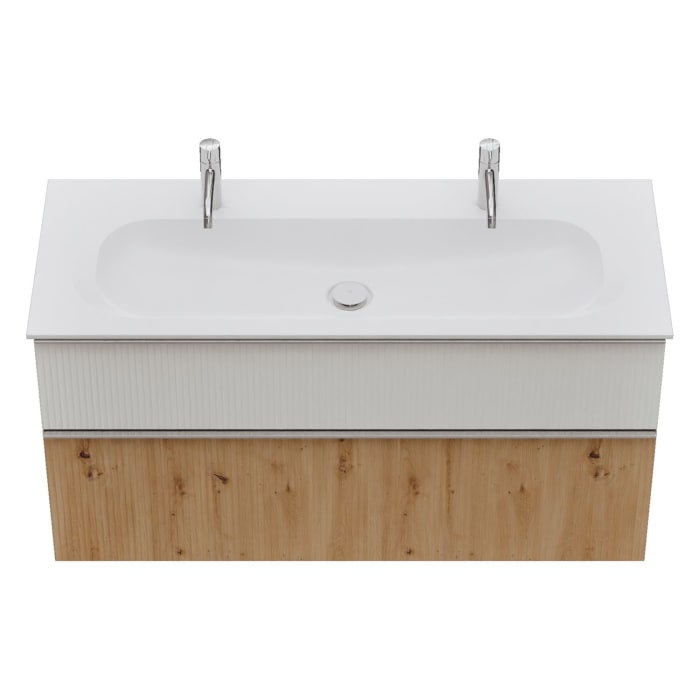 burgbad Fiumo 2.0 Mineralguss-Waschtisch mit Waschtischunterschrank 122 cm, mit Griff G0146