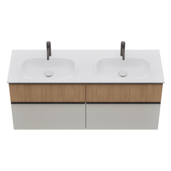 burgbad Fiumo 2.0 Mineralguss-Waschtisch mit Waschtischunterschrank 142 cm, mit Griff G0200