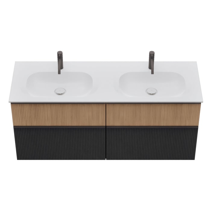 burgbad Fiumo 2.0 Mineralguss-Waschtisch mit Waschtischunterschrank 142 cm, mit Griff G0200