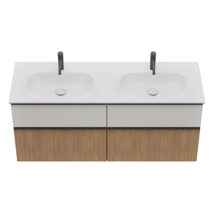 burgbad Fiumo 2.0 Mineralguss-Waschtisch mit Waschtischunterschrank 142 cm, mit Griff G0200