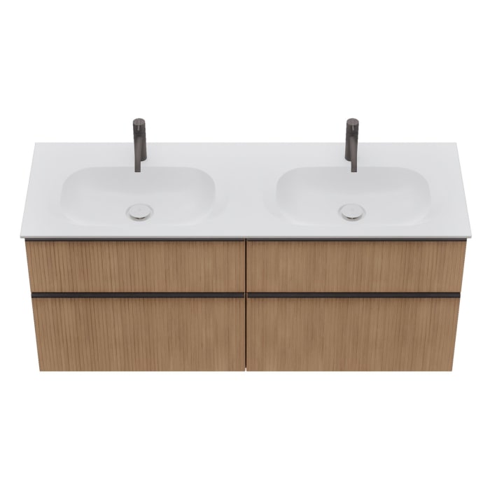 burgbad Fiumo 2.0 Mineralguss-Waschtisch mit Waschtischunterschrank 142 cm, mit Griff G0200