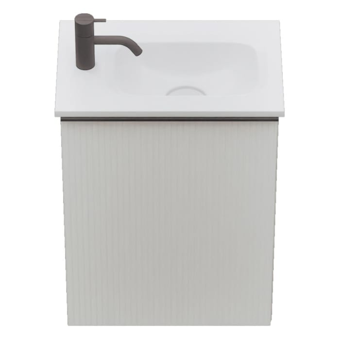 burgbad Fiumo 2.0 Mineralguss-Waschtisch mit Waschtischunterschrank 47 cm, mit Griff G0200