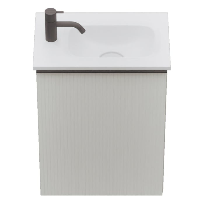 burgbad Fiumo 2.0 Mineralguss-Waschtisch mit Waschtischunterschrank 47 cm, mit Griff G0200