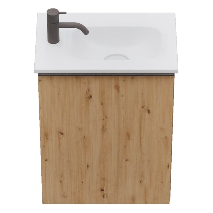 burgbad Fiumo 2.0 Mineralguss-Waschtisch mit Waschtischunterschrank 47 cm, mit Griff G0200