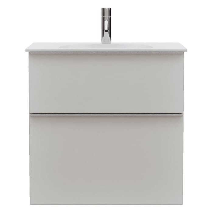 burgbad Fiumo 2.0 Mineralguss-Waschtisch mit Waschtischunterschrank 62 cm, mit Griff G0146