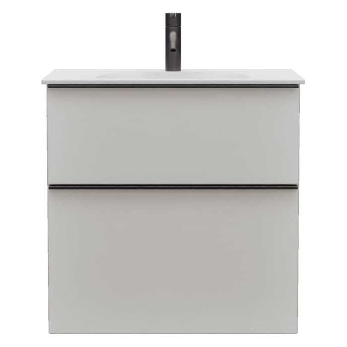 burgbad Fiumo 2.0 Mineralguss-Waschtisch mit Waschtischunterschrank 62 cm, mit Griff G0200