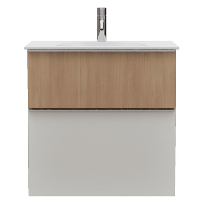 burgbad Fiumo 2.0 Mineralguss-Waschtisch mit Waschtischunterschrank 62 cm, mit Griff G0146