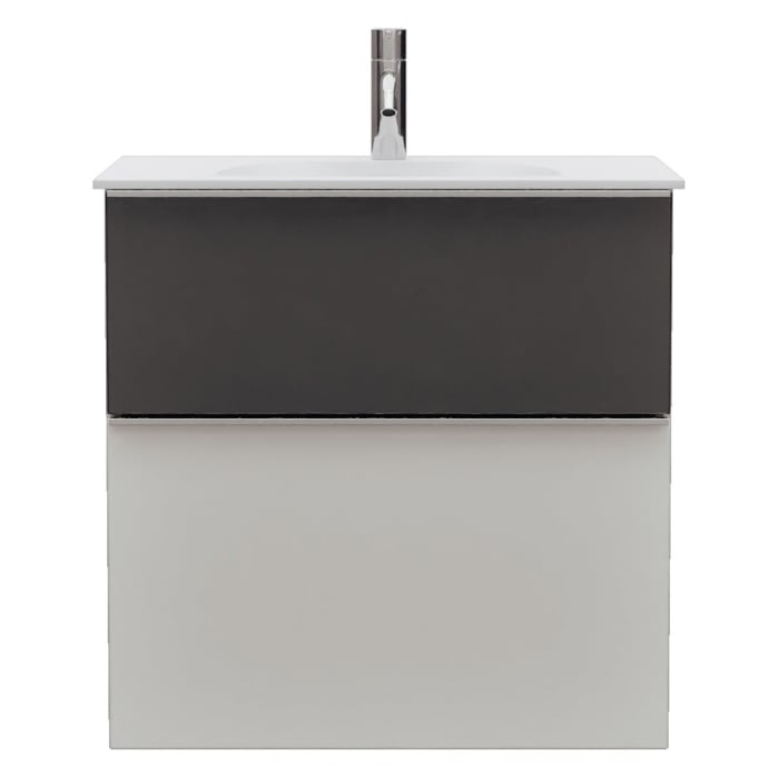 burgbad Fiumo 2.0 Mineralguss-Waschtisch mit Waschtischunterschrank 62 cm, mit Griff G0146