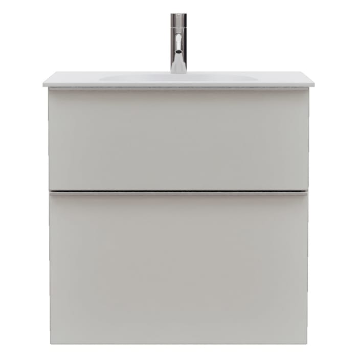 burgbad Fiumo 2.0 Mineralguss-Waschtisch mit Waschtischunterschrank 62 cm, mit Griff G0146