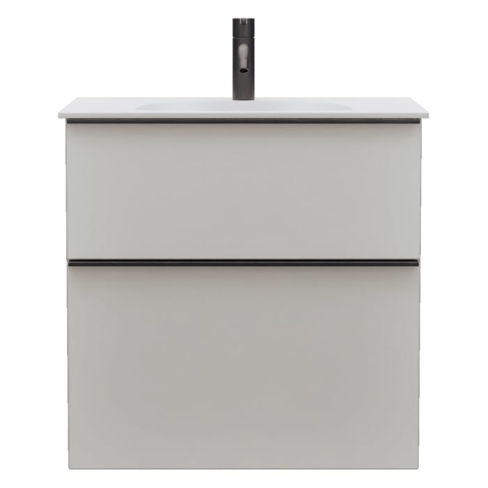 burgbad Fiumo 2.0 Mineralguss-Waschtisch mit Waschtischunterschrank 62 cm, mit Griff G0200