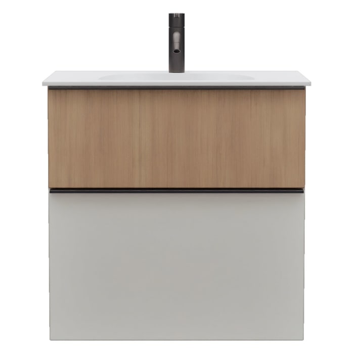 burgbad Fiumo 2.0 Mineralguss-Waschtisch mit Waschtischunterschrank 62 cm, mit Griff G0200