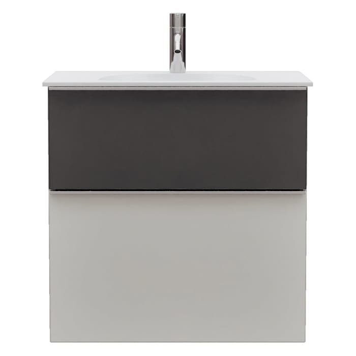 burgbad Fiumo 2.0 Mineralguss-Waschtisch mit Waschtischunterschrank 62 cm, mit Griff G0146