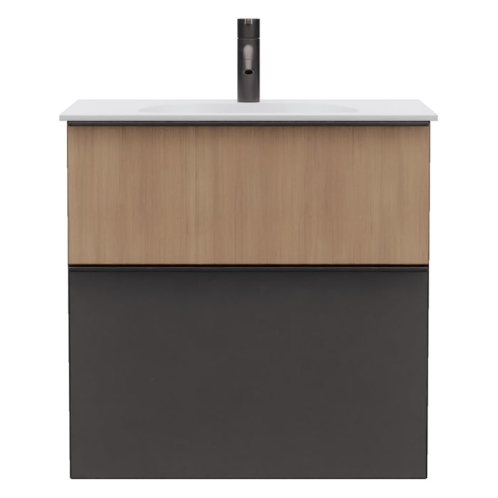 burgbad Fiumo 2.0 Mineralguss-Waschtisch mit Waschtischunterschrank 62 cm, mit Griff G0200