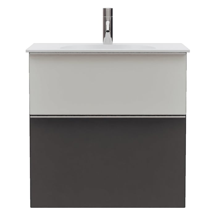 burgbad Fiumo 2.0 Mineralguss-Waschtisch mit Waschtischunterschrank 62 cm, mit Griff G0146