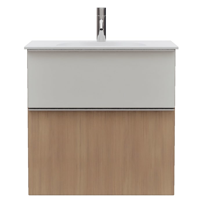 burgbad Fiumo 2.0 Mineralguss-Waschtisch mit Waschtischunterschrank 62 cm, mit Griff G0146