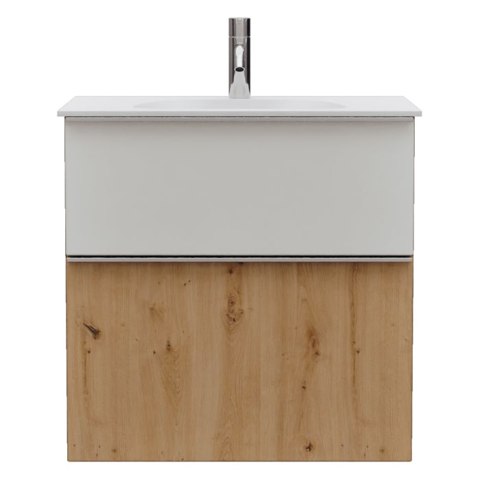 burgbad Fiumo 2.0 Mineralguss-Waschtisch mit Waschtischunterschrank 62 cm, mit Griff G0146