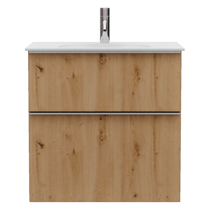 burgbad Fiumo 2.0 Mineralguss-Waschtisch mit Waschtischunterschrank 62 cm, mit Griff G0146