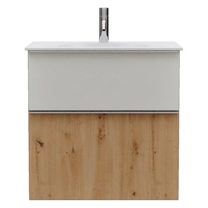 burgbad Fiumo 2.0 Mineralguss-Waschtisch mit Waschtischunterschrank 62 cm, mit Griff G0146