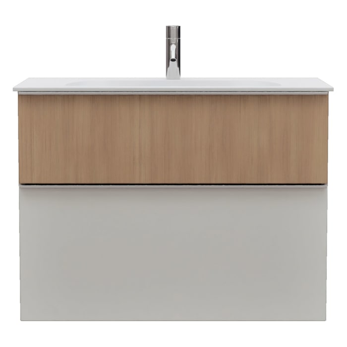 burgbad Fiumo 2.0 Mineralguss-Waschtisch mit Waschtischunterschrank 82 cm, mit Griff G0146