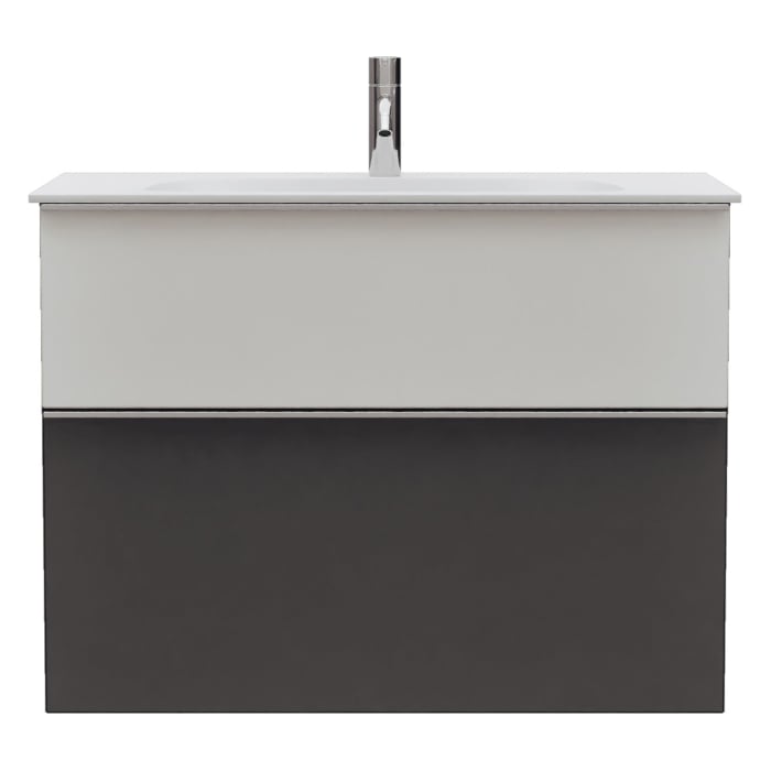 burgbad Fiumo 2.0 Mineralguss-Waschtisch mit Waschtischunterschrank 82 cm, mit Griff G0146