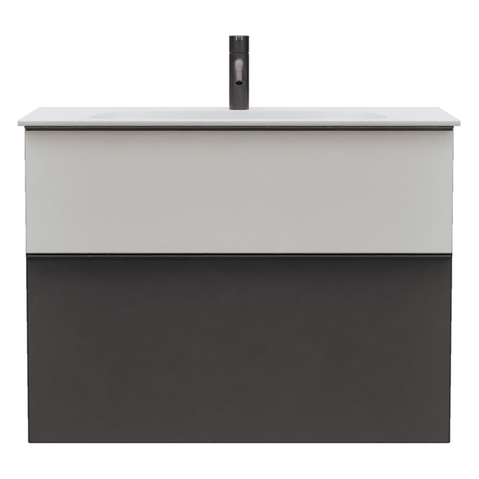 burgbad Fiumo 2.0 Mineralguss-Waschtisch mit Waschtischunterschrank 82 cm, mit Griff G0200