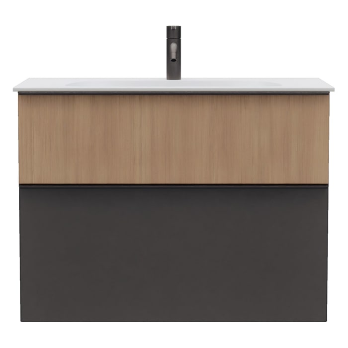 burgbad Fiumo 2.0 Mineralguss-Waschtisch mit Waschtischunterschrank 82 cm, mit Griff G0200