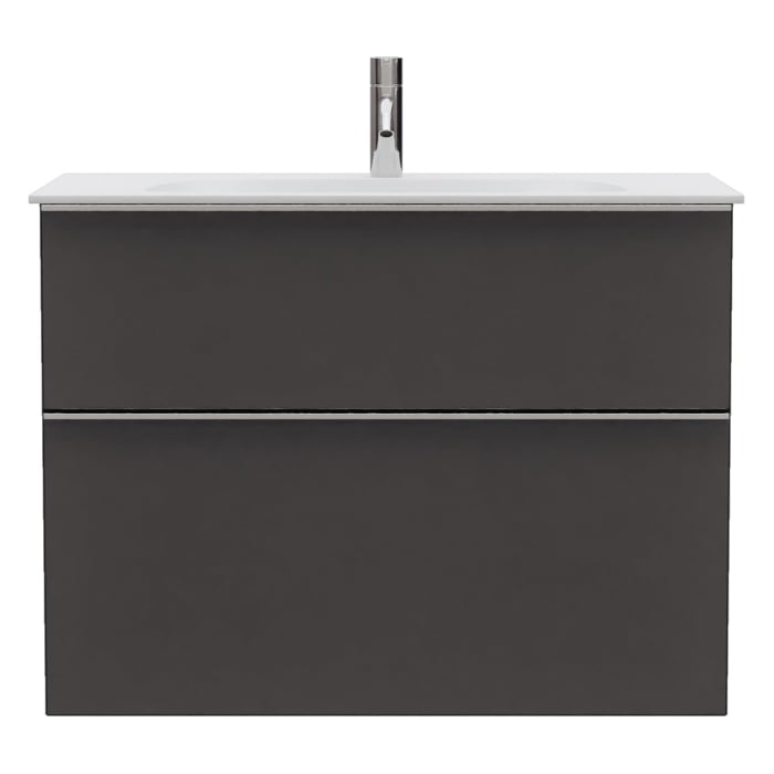 burgbad Fiumo 2.0 Mineralguss-Waschtisch mit Waschtischunterschrank 82 cm, mit Griff G0146
